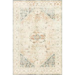 Loloi II Rosette Denim/Fog 7′-6″ x 9′-6″ Area Rug(Clay / Ivory)