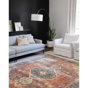 Loloi II Skye Collection SKY-13 Natural/Sand 7′-6″ x 9′-6″ Area Rug(Rust / Blue)