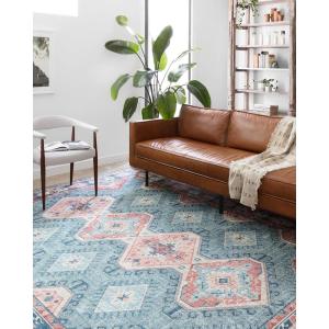 Loloi II Skye Collection SKY-13 Natural/Sand 7′-6″ x 9′-6″ Area Rug(Turquoise / Terracotta)