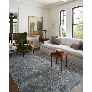 Loloi Jean Stoffer Bradbury Collection, Midnight & Multi, 2′-6″ x 8′-0″ Runner Rug – Modern & Traditional Area Rugs for Living Room Bedroom Entryway & Hallway No Shed High Traffic Area Decor Rug(Ocean / Gold)