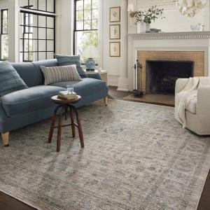 Loloi Jean Stoffer Katherine Collection KES-05 Graphite/Jade 7′-10” x 10′, .25″ Pile Height, Area Rug(Beige / Mist)