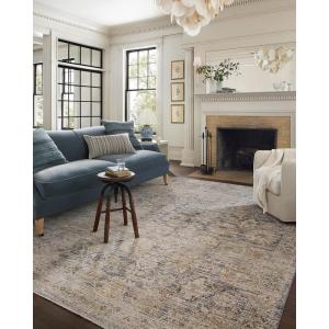Loloi Jean Stoffer Katherine Collection KES-05 Graphite/Jade 7′-10” x 10′, .25″ Pile Height, Area Rug(Charcoal / Gold)