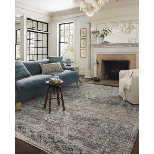 Loloi Jean Stoffer Katherine Collection KES-05 Graphite/Jade 7′-10” x 10′, .25″ Pile Height, Area Rug(Graphite / Jade)