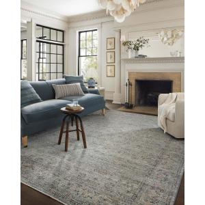 Loloi Jean Stoffer Katherine Collection KES-05 Graphite/Jade 7′-10” x 10′, .25″ Pile Height, Area Rug(Ocean / Gold)