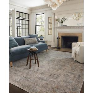 Loloi Jean Stoffer Katherine Collection KES-05 Graphite/Jade 7′-10” x 10′, .25″ Pile Height, Area Rug(Pebble / Ocean)