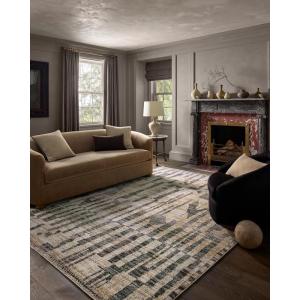 Loloi Jeremiah Brent Bleecker Collection BLE-05 Natural/Charcoal 5′-3″ x 7′-6″ Area Rug(Beige / Stone)