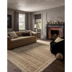 Loloi Jeremiah Brent Bleecker Collection BLE-05 Natural/Charcoal 5′-3″ x 7′-6″ Area Rug(Khaki / Natural)