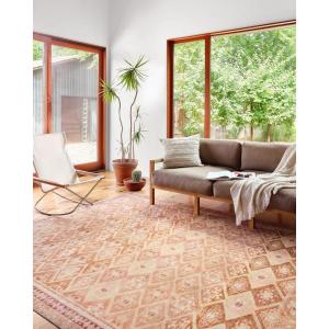 Loloi Layla Collection LAY-03 Olive/Charcoal 5′-0″ x 7′-6″ .13″ Thick Area Rug, Soft, Durable, Vintage Inspired, Distressed, Low Pile, Non-Shedding, Easy Clean, Printed, Living Room Rug(Natural / Spice)