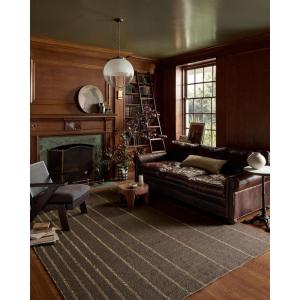 Loloi Leanne Ford Weatherstaff Collection WTS-01 Espresso/Natural 9′-3″ x 13′ Area Rug Jute, Striped, Neutral, Living Room, Bedroom, Dining Room(Espresso / Natural)