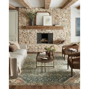 Loloi Magnolia Home by Joanna Gaines Banks Collection BAN-04 Brick/Ivory 8′-6″ x 11′-6″, .13″ Pile Height, Machine Washable, Area Rug(Denim / Clay)