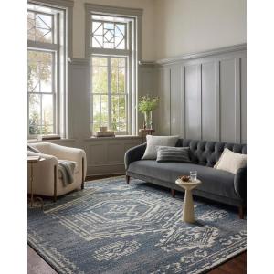 Loloi Magnolia Home by Joanna Gaines Gigi Collection GIG-01 Grey/Ivory 5′-3″ x 7′-6″ Area Rug(Denim / Ivory)