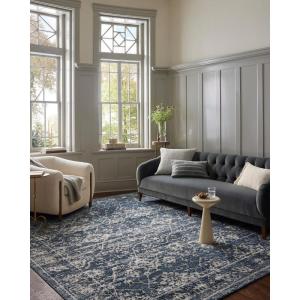 Loloi Magnolia Home by Joanna Gaines Gigi Collection GIG-01 Grey/Ivory 5′-3″ x 7′-6″ Area Rug(Navy / Stone)