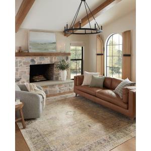 Loloi Magnolia Home by Joanna Gaines Millie Collection MIE-02 Sky/Gold 7′-10″ x 10′, .25″ Pile Height, Area Rug(Gold / Charcoal)