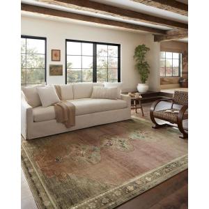 Loloi Magnolia Home by Joanna Gaines Sinclair Collection SIN-04 Natural/Sage 7′-6″ x 9′-6″, .25″ Pile Height, Machine Washable, Area Rug(Clay / Tobacco)