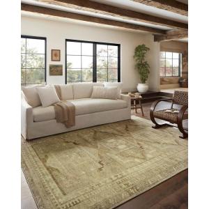 Loloi Magnolia Home by Joanna Gaines Sinclair Collection SIN-04 Natural/Sage 7′-6″ x 9′-6″, .25″ Pile Height, Machine Washable, Area Rug(Khaki / Tobacco)