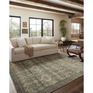Loloi Magnolia Home by Joanna Gaines Sinclair Collection SIN-04 Natural/Sage 7′-6″ x 9′-6″, .25″ Pile Height, Machine Washable, Area Rug(Turquoise / Multi)