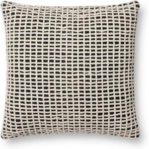 Loloi PLL0119 Blue/Ivory 18” x 18” Cover w/Poly Pillow(Black / Ivory)