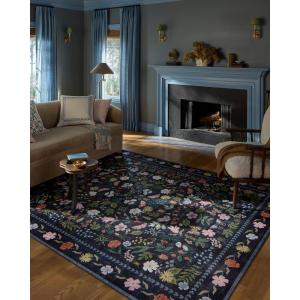 Loloi Rifle Paper Co. Canopy Collection CNP-03 Aubergine 7′-6″ x 9′-6″ Area Rug(Black)