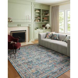 Loloi Rifle Paper Co. Courtyard Collection COU-02 Red 7′-6″ x 9′-6″ Area Rug feat. CloudPile(Blue/Multi)