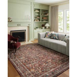 Loloi Rifle Paper Co. Courtyard Collection COU-02 Red 7′-6″ x 9′-6″ Area Rug feat. CloudPile(Crimson)