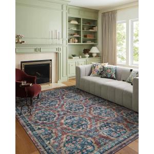 Loloi Rifle Paper Co. Courtyard Collection COU-02 Red 7′-6″ x 9′-6″ Area Rug feat. CloudPile(Red)