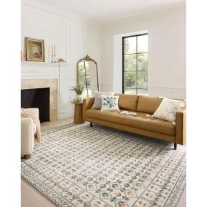 Loloi Rifle Paper Co. Eden Collection EDE-02 Mughal Garden Black 7′-6″ x 9′-6″ Area Rug feat. CloudPile™(Lattice Ivory)