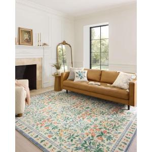 Loloi Rifle Paper Co. Eden Collection EDE-02 Mughal Garden Black 7′-6″ x 9′-6″ Area Rug feat. CloudPile™(Mughal Garden Cream)
