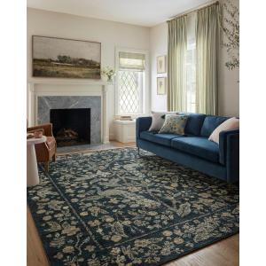 Loloi Rifle Paper Co. Laurel Collection LAU-03 Ivory/Multi 3′-11″ x 5′-7″ Accent Rug(Navy / Multi)