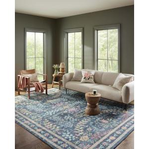 Loloi Rifle Paper Co. Maison Collection MAO-07 Khaki 7′-6″ x 9′-6″, .19″ Pile Height, Area Rug(Blue / Multi)