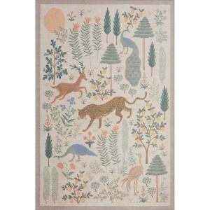 Loloi Rifle Paper Co Menagerie Cream 5′-0″ x 7′-6″ Area Rug(Cream)