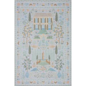 Loloi Rifle Paper Co Menagerie Cream 5′-0″ x 7′-6″ Area Rug(Lt. Blue)