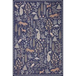 Loloi Rifle Paper Co Menagerie Cream 5′-0″ x 7′-6″ Area Rug(Navy)