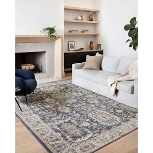 Loloi Teagan Collection TEA-01 Natural/Lt. Grey 7′-11″ x 10′-6″ Area Rug, Large, Soft Neutral Rug, High-Traffic for Living Room, Bedroom, Home Office, Dining Area(Denim / Pebble)