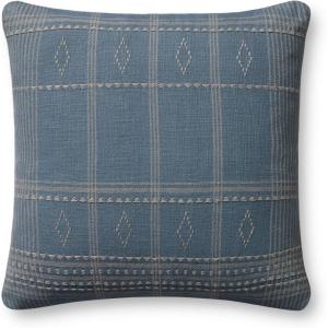 Loloi Angela Rose x Lina Collection PAR0016 Blue/Slate 18” x 18” Cover Only Pillow(Blue / Slate)