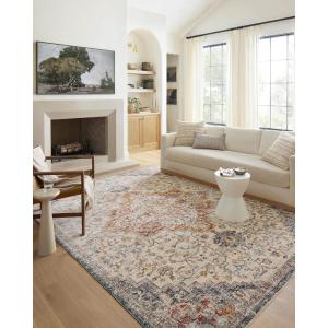 Loloi II Sorrento Collection SOR-01 Midnight/Natural 7′-10″ x 10′-2″ Area Rug(Ivory / Fiesta)