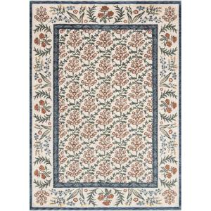 Loloi Rifle Paper Co Kismet Navy 5′-0″ x 7′-9″ Area Rug(Cream)