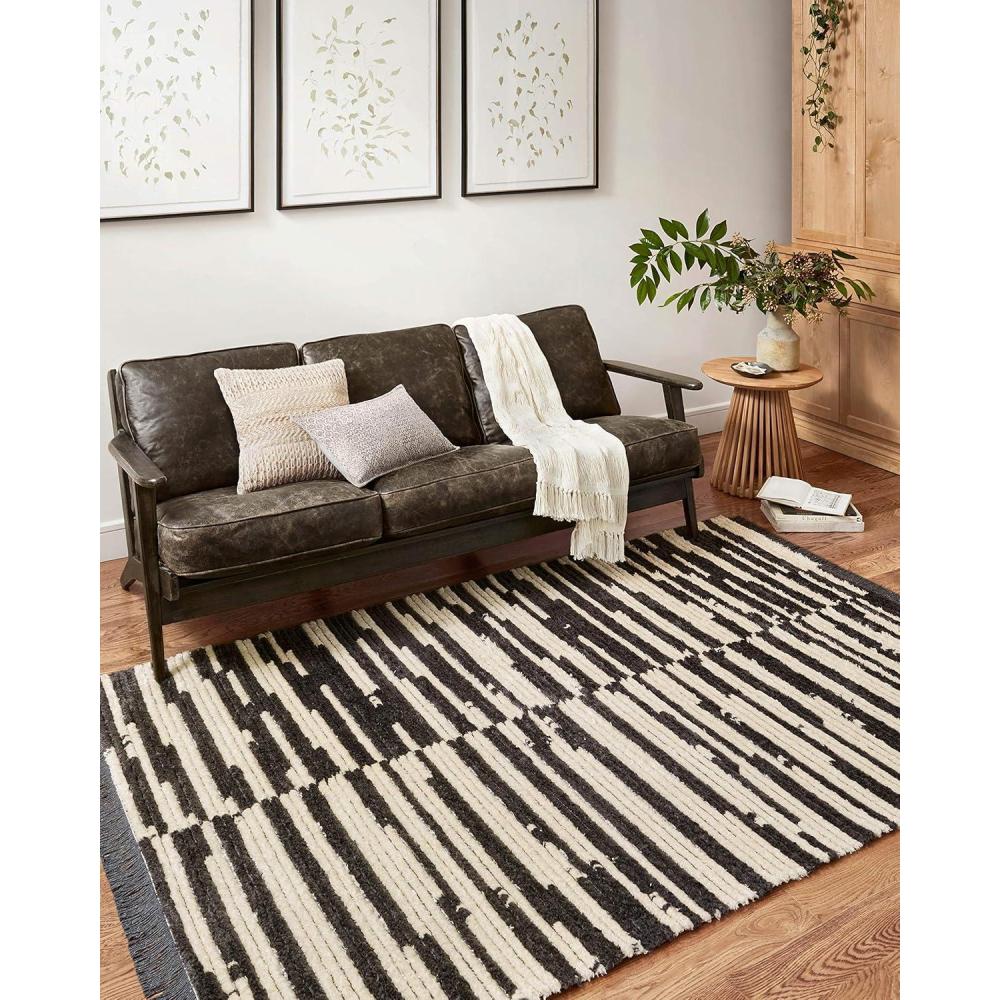 imageLoloi Chris Loves Julia Alice Collection ALI04 CreamBlack 65quot x 92quot Area RugAntique Black