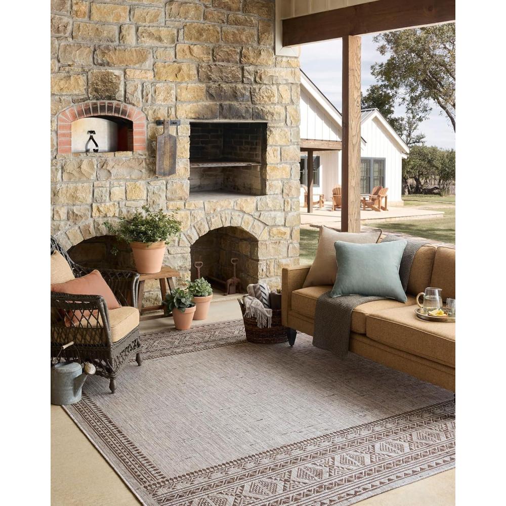 imageLoloi Easton Collection ESN05 WheatIvory 67quot x 94quot Area RugCoffee  Dove
