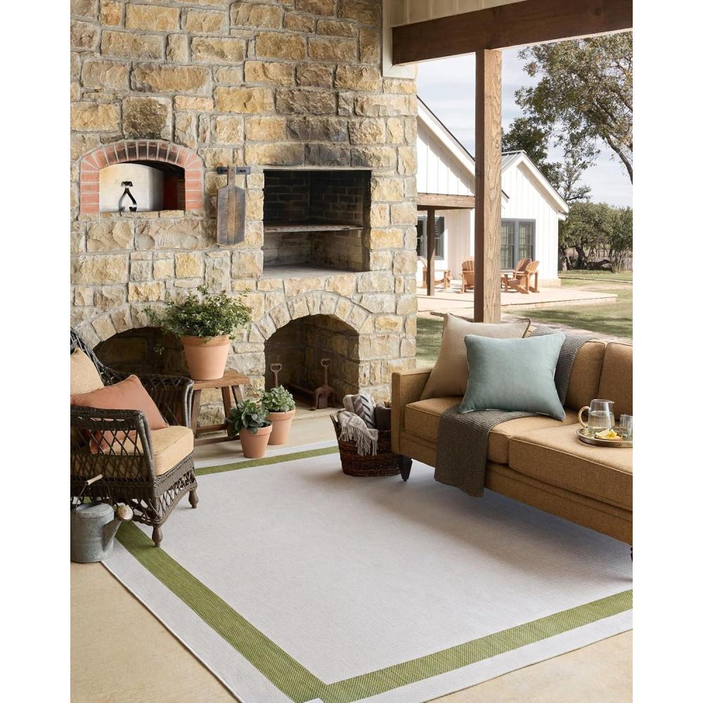 imageLoloi Easton Collection ESN05 WheatIvory 67quot x 94quot Area RugGreen Ivory