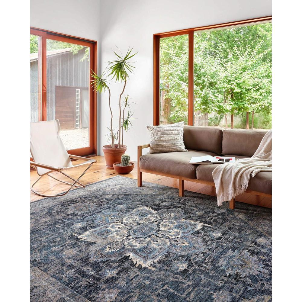 imageLoloi II Samra Collection SAM08 IvoryMulti 53quot x 79quot Area RugDenim  Grey