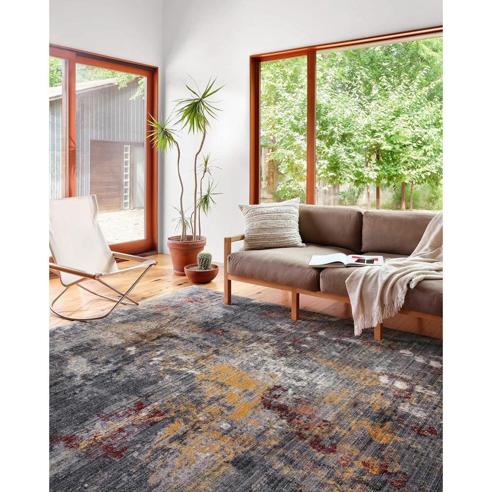 imageLoloi II Samra Collection SAM08 IvoryMulti 53quot x 79quot Area RugDk Grey  Spice