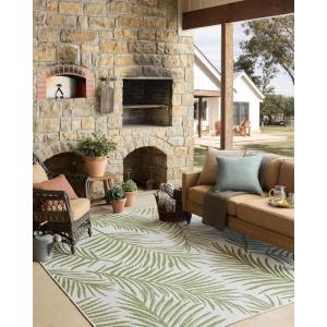 Loloi Easton Collection ESN-05 Wheat/Ivory 6′-7″ x 9′-4″ Area Rug(Ivory / Green)