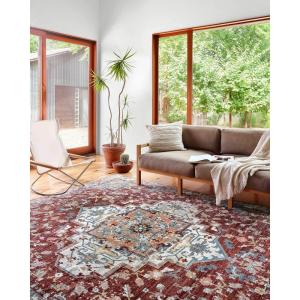 Loloi II Samra Collection SAM-08 Ivory/Multi 5′-3″ x 7′-9″ Area Rug(Brick / Grey)