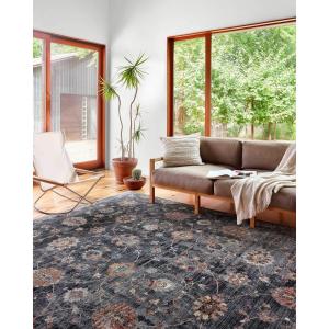 Loloi II Samra Collection SAM-08 Ivory/Multi 5′-3″ x 7′-9″ Area Rug(Charcoal / Multi)