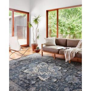 Loloi II Samra Collection SAM-08 Ivory/Multi 5′-3″ x 7′-9″ Area Rug(Denim / Grey)