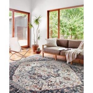 Loloi II Samra Collection SAM-08 Ivory/Multi 5′-3″ x 7′-9″ Area Rug(Ivory / Denim)