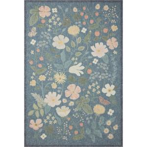 Loloi Rifle Paper Co Cotswolds Sky 5′-0″ x 7′-6″ Area Rug(Teal)