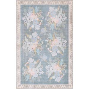 Loloi Rifle Paper Co Jardin Grey 5′-4″ x 7′-6″ Area Rug(2’9″ x 7’6″ (Rectangular))