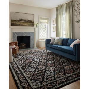 Loloi Rifle Paper Co. Laurel Collection LAU-04 Cream/Multi 5′-3″ x 7′-8″ Area Rug(Black / Multi)