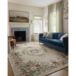 Loloi Rifle Paper Co. Laurel Collection LAU-04 Cream/Multi 5′-3″ x 7′-8″ Area Rug(Cream)